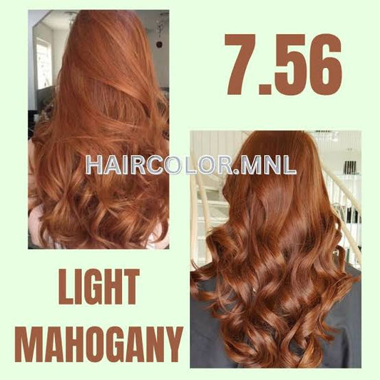 Bremod 7.56 Light Mahogany Hair Color Dye Cream & 6% Oxidizer