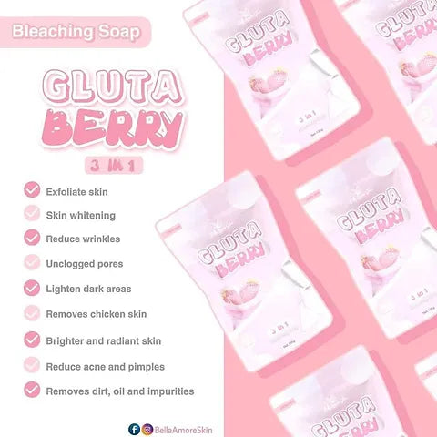 Gluta Berry Bleaching Soap by Bella Amore- 50g