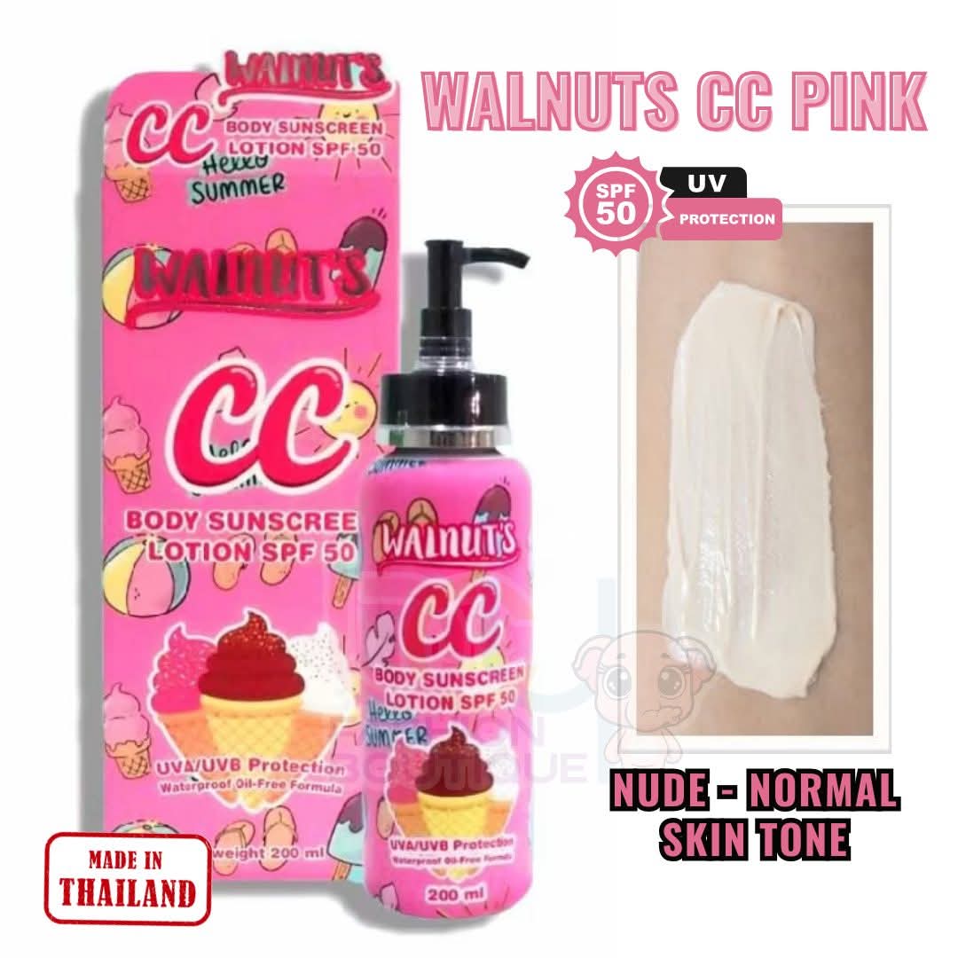 Walnut's CC Body Sunscreen Lotion SPF50 200ml - PINK FOR NORMAL  (NUDE) SKINTONE
