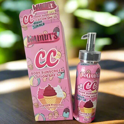Walnut's CC Body Sunscreen Lotion SPF50 200ml - PINK FOR NORMAL  (NUDE) SKINTONE
