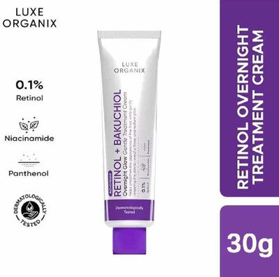 Luxe Organix Retinol + Bakuchiol Overnight Glow Gentle Treatment Cream 30g