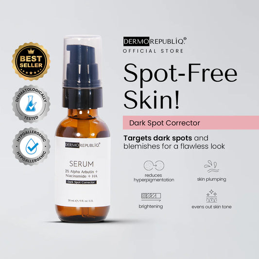dermorepubliq 2% alpha arbutin + niacinamide + ha dark spot corrector serum - 30 ml