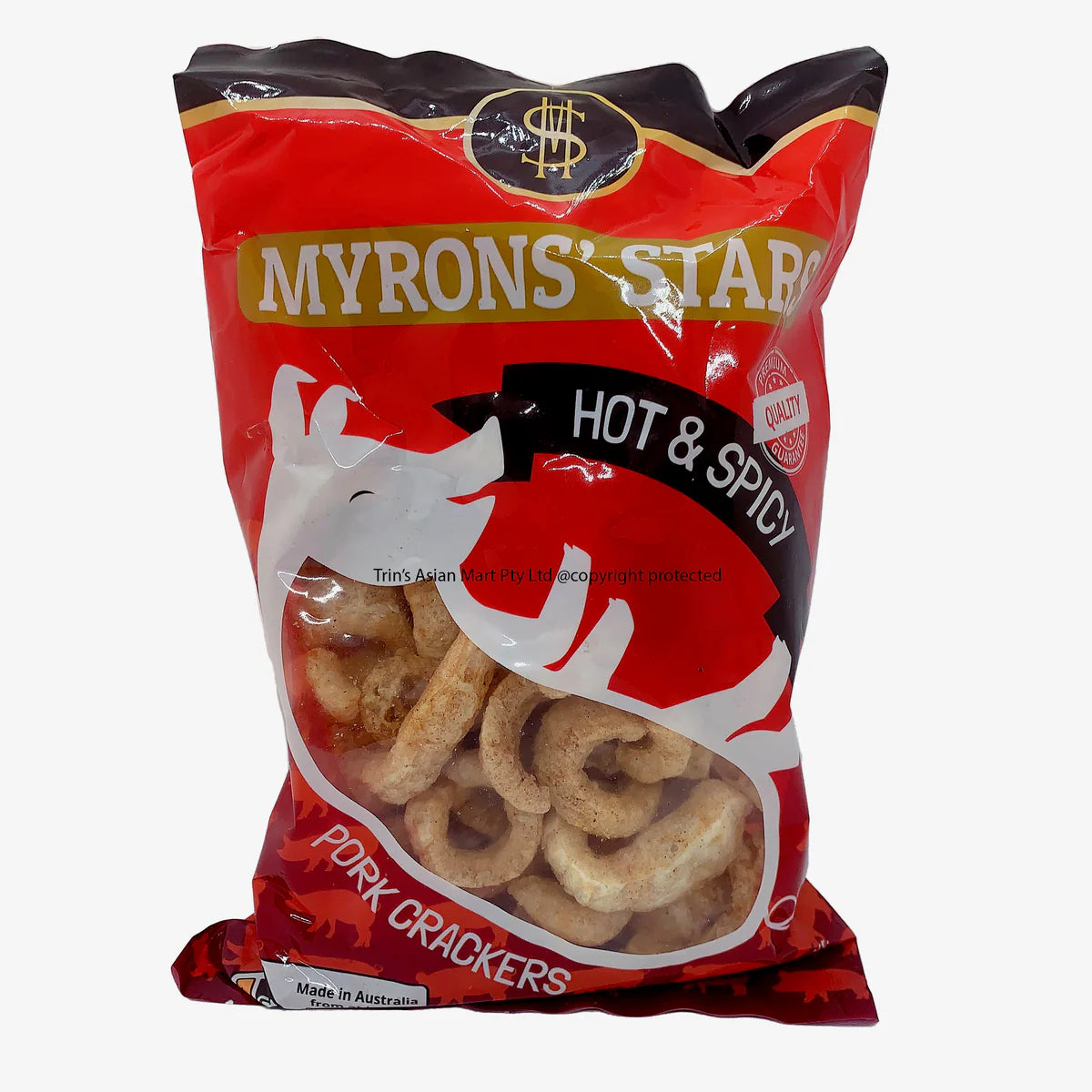 Myrons Stars Pork Crackers Hot & Spicy 150g