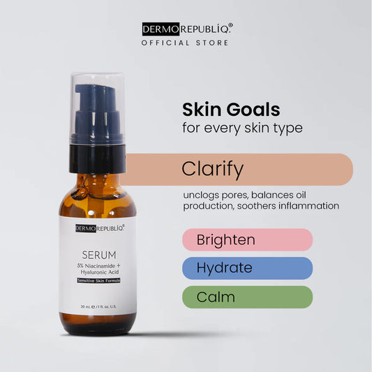 dermorepubliq 5% niacinamide + hyaluronic acid sensitive skin formula serum - 30 ml