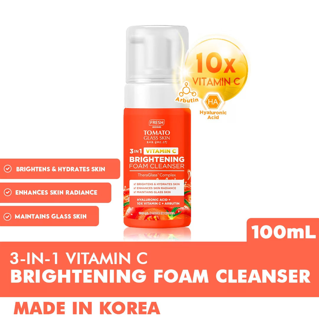 Fresh Skinlab Tomato Glass Skin 3 in 1 Vitamin C Brightening Foam Cleanser 100ml