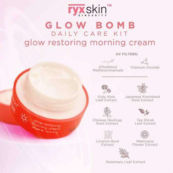 Ryx Skin Sincerity Glow Bomb Daily Care Kit Glow Restoring Morning Cream 10g