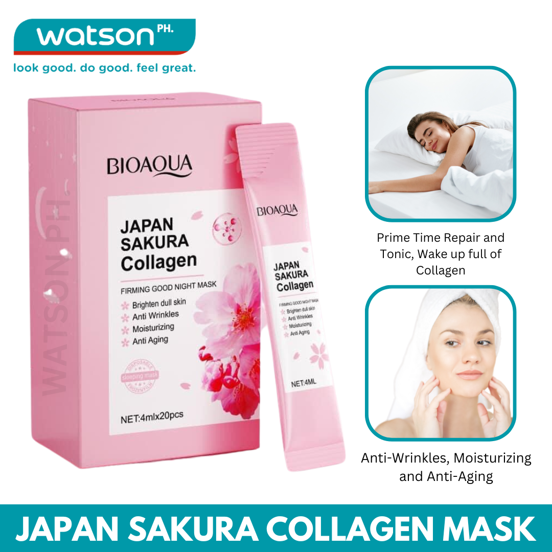 BIOAQUA JAPAN Sakura Collagen firming sleeping mask serum essence 20 sachet per Box