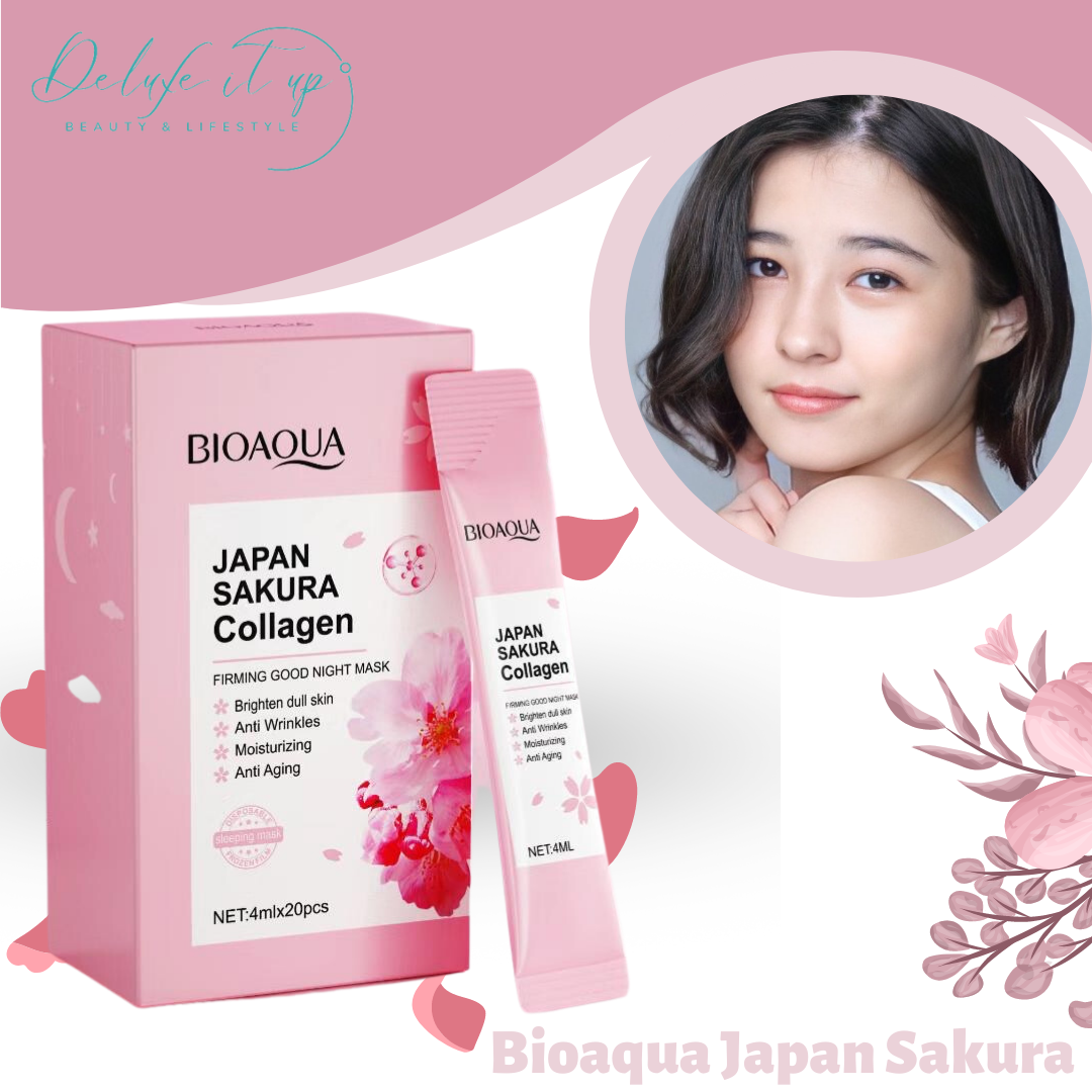 BIOAQUA JAPAN Sakura Collagen firming sleeping mask serum essence 20 sachet per Box