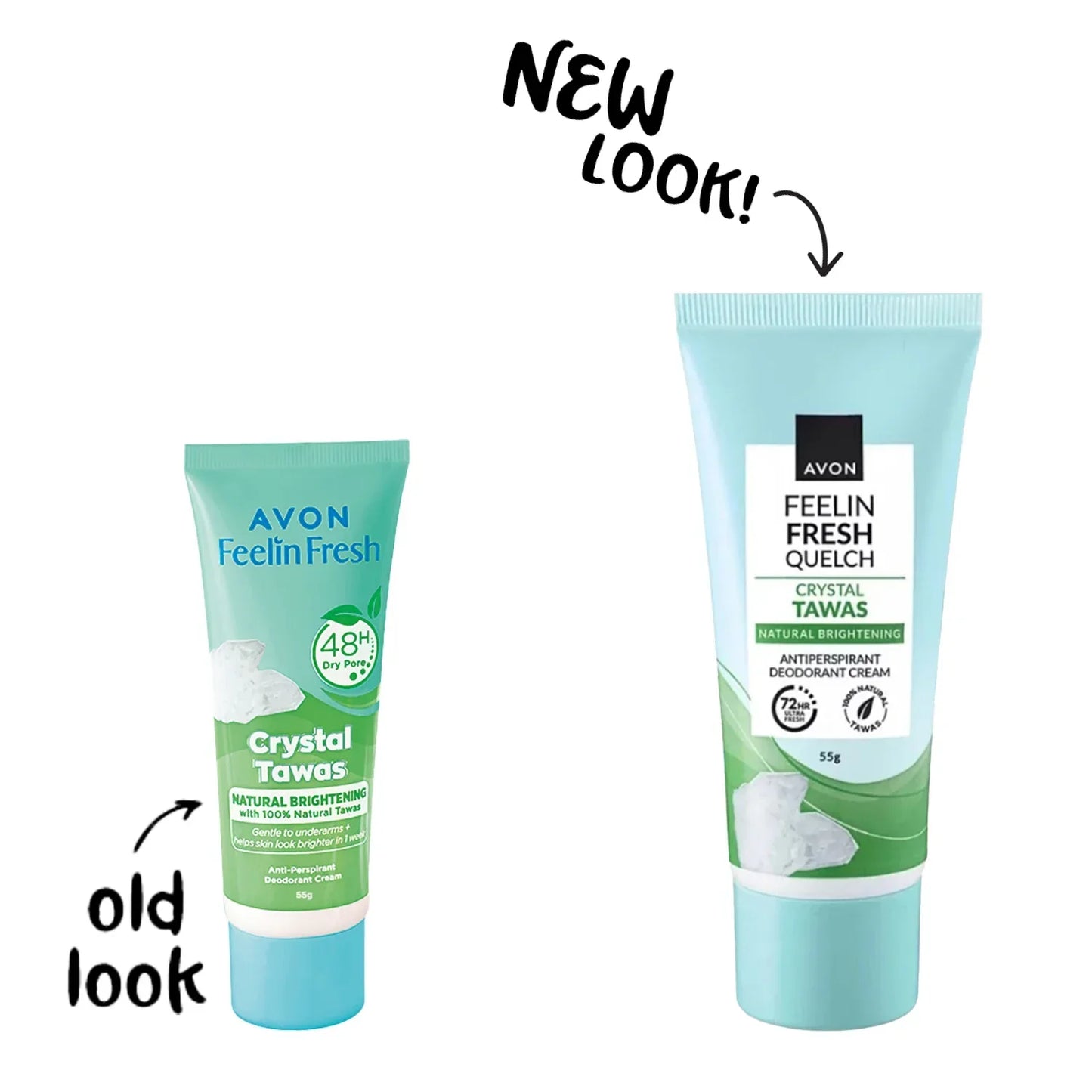 AVON FEELIN FRESH  QUELCH CRYSTAL TAWAS  Anti-Perspirant Deodorant Cream 55G