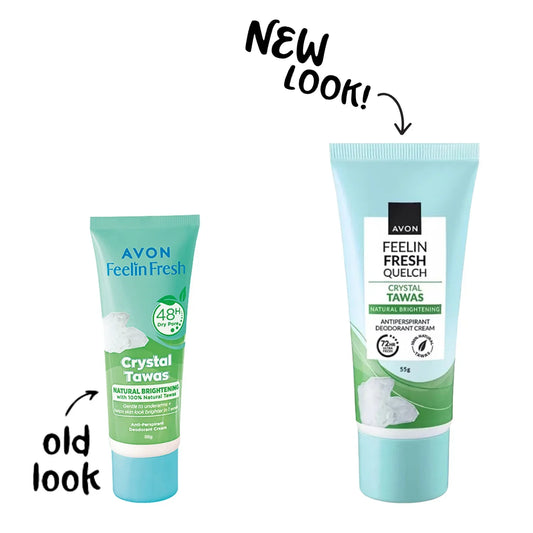 AVON FEELIN FRESH  QUELCH CRYSTAL TAWAS  Anti-Perspirant Deodorant Cream 55G