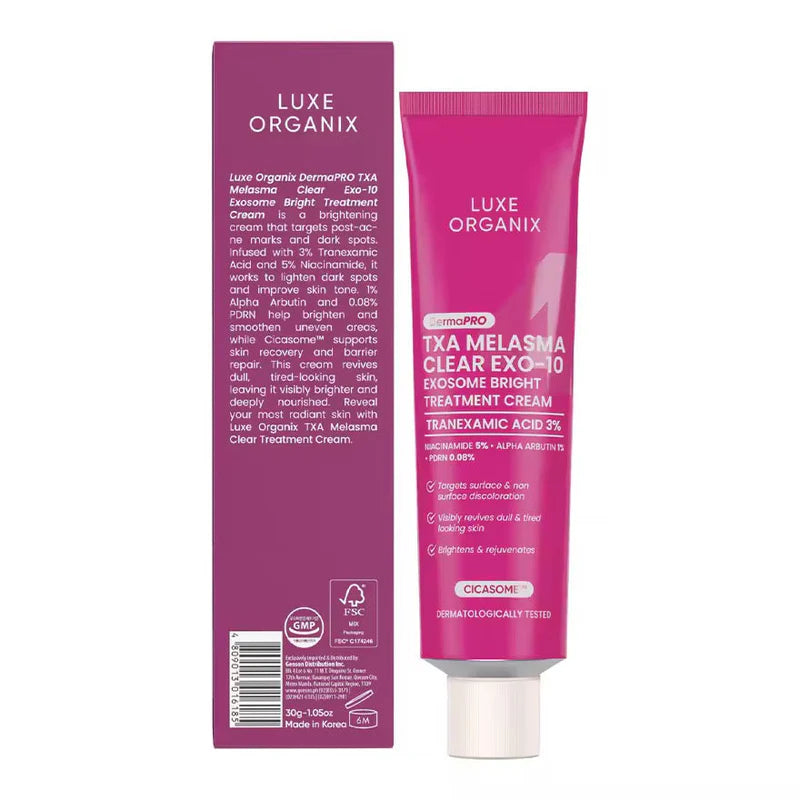 LUXE ORGANIX DERMAPRO TXA MELASMA CLEAR EXOSOME BRIGHT TREATMENT CREAM 30G