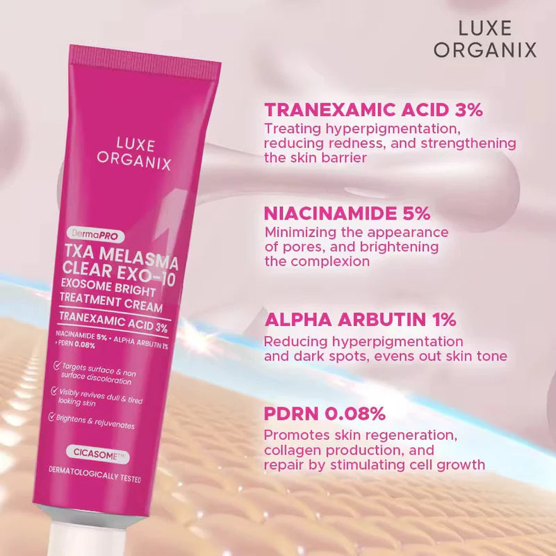 LUXE ORGANIX DERMAPRO TXA MELASMA CLEAR EXOSOME BRIGHT TREATMENT CREAM 30G