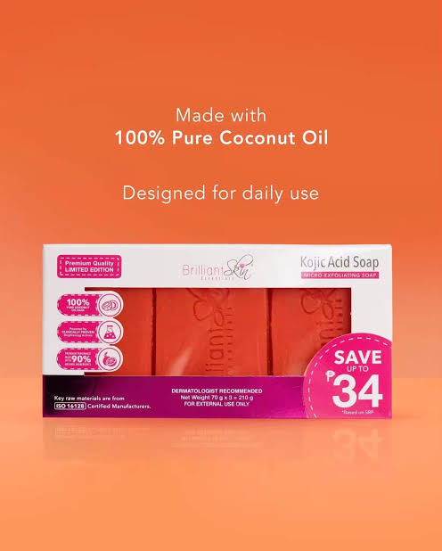Brilliant Skin Essentials Kojic Acid Micro-Exfoliating Soap (70gx3bars)