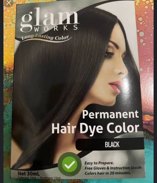 GLAM WORKS Permanent Hair Dye Color Black 30mL