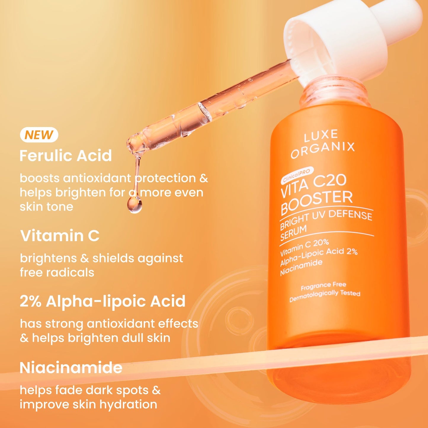 Luxe Organix ClinicalPRO Vita C20 Booster Bright UV Defense Serum 30ml