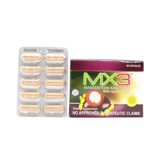 MX3 Natural Pure G, Mangosteen Xanthone 500mg Capsule - 60 Capsule Box