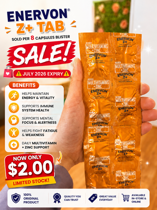 Enervon Z+ Tab - SOLD PER 8 Capsules Blister - SALE ‼️ JULY 2026 EXPIRY ‼️