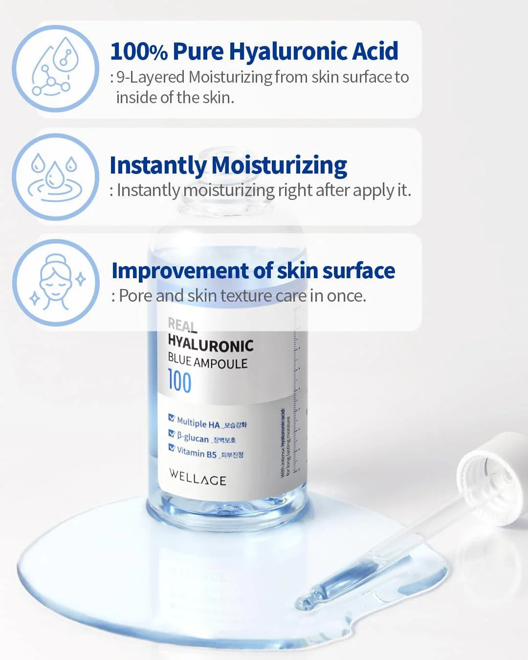 WELLAGE REAL HYALURONIC BLUE AMPOULE (SERUM) 100 - 100ml