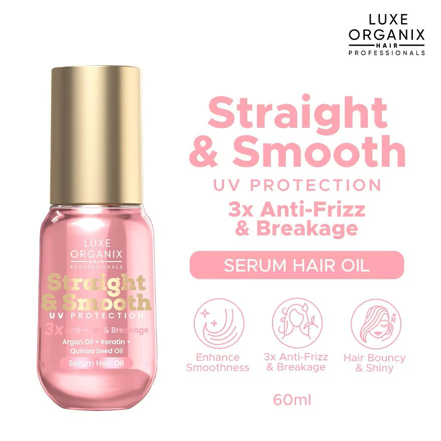 LUXE ORGANIX
STRAIGHT & SMOOTH UV PROTECTION HAIR SERUM OIL - ANTI-FRIZZ & BREAKAGE 60ML