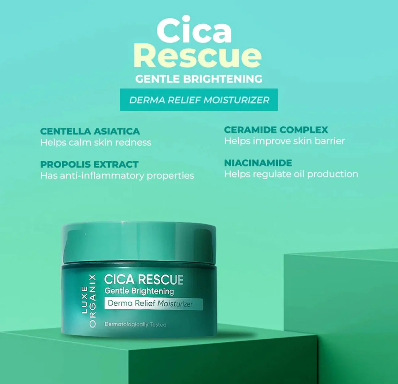 LUXE ORGANIX Cica Rescue Gentle Brightening Derma Relief Moisturizer 50g