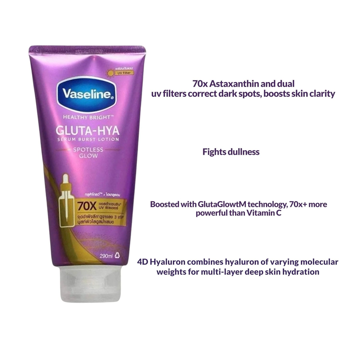 VASELINE GLUTA-HYA SERUM BURST LOTION SPOTLESS GLOW 290ML