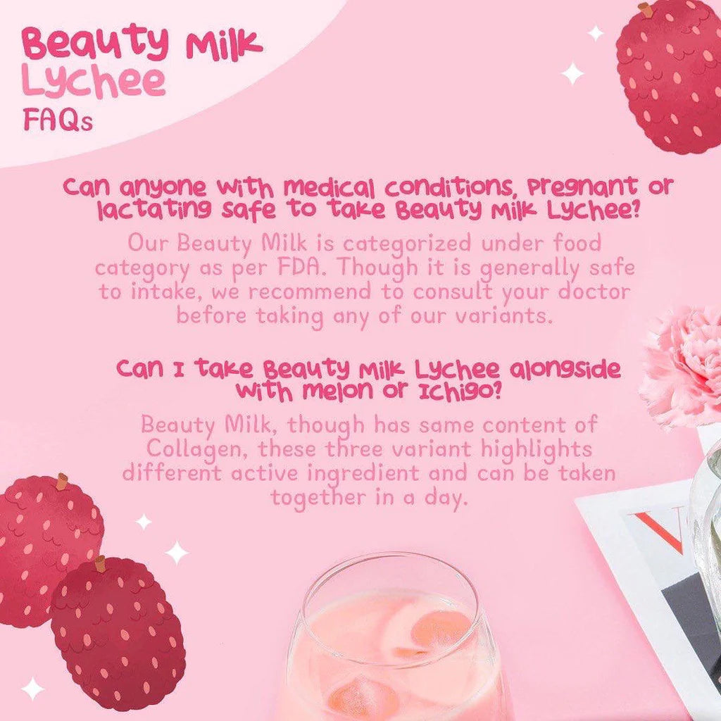 Dear Face Beauty Milk Premium Japanese Lychee Swiss Stemcell Drink 18Gx10 Sachets