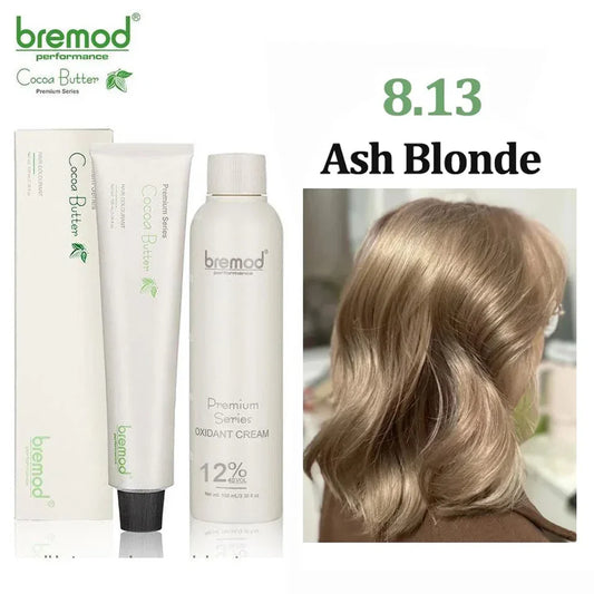 Bremod Premium 8.13 Ash Blonde Hair Color Dye Cream 100ml + 12% Oxidizer