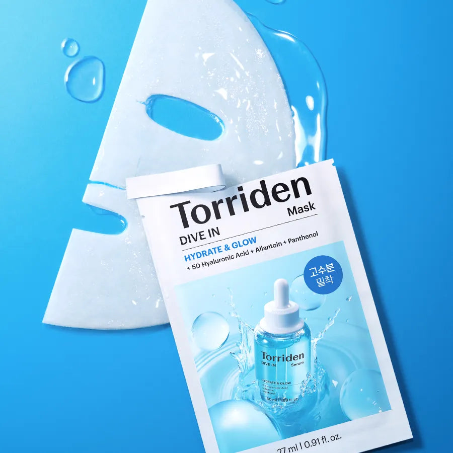 Torriden Dive In Hydrate & Glow Mask 5D Hyaluronic Acid + Allantoin + Panthenol 27ml - 1 Piece Mask