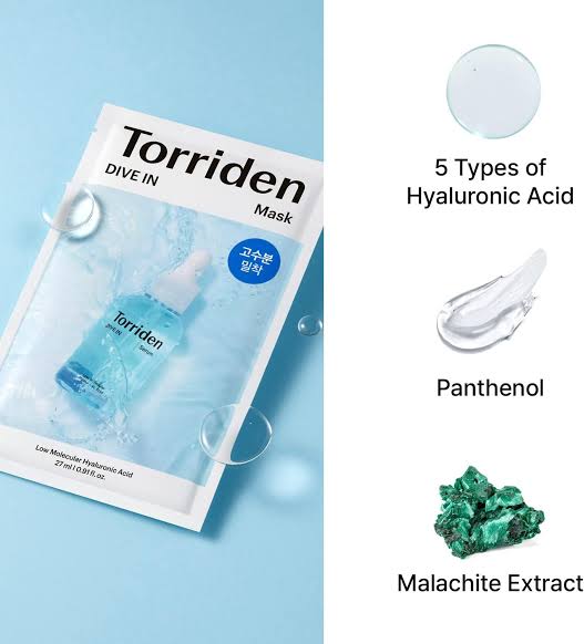 Torriden Dive In Hydrate & Glow Mask 5D Hyaluronic Acid + Allantoin + Panthenol 27ml - 1 Piece Mask