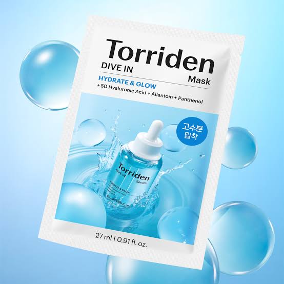 Torriden Dive In Hydrate & Glow Mask 5D Hyaluronic Acid + Allantoin + Panthenol 27ml - 1 Piece Mask