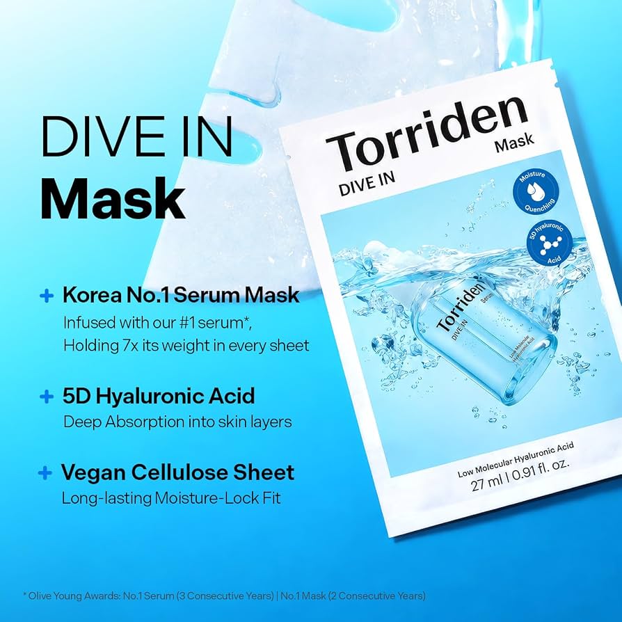 Torriden Dive In Hydrate & Glow Mask 5D Hyaluronic Acid + Allantoin + Panthenol 27ml - 1 Piece Mask