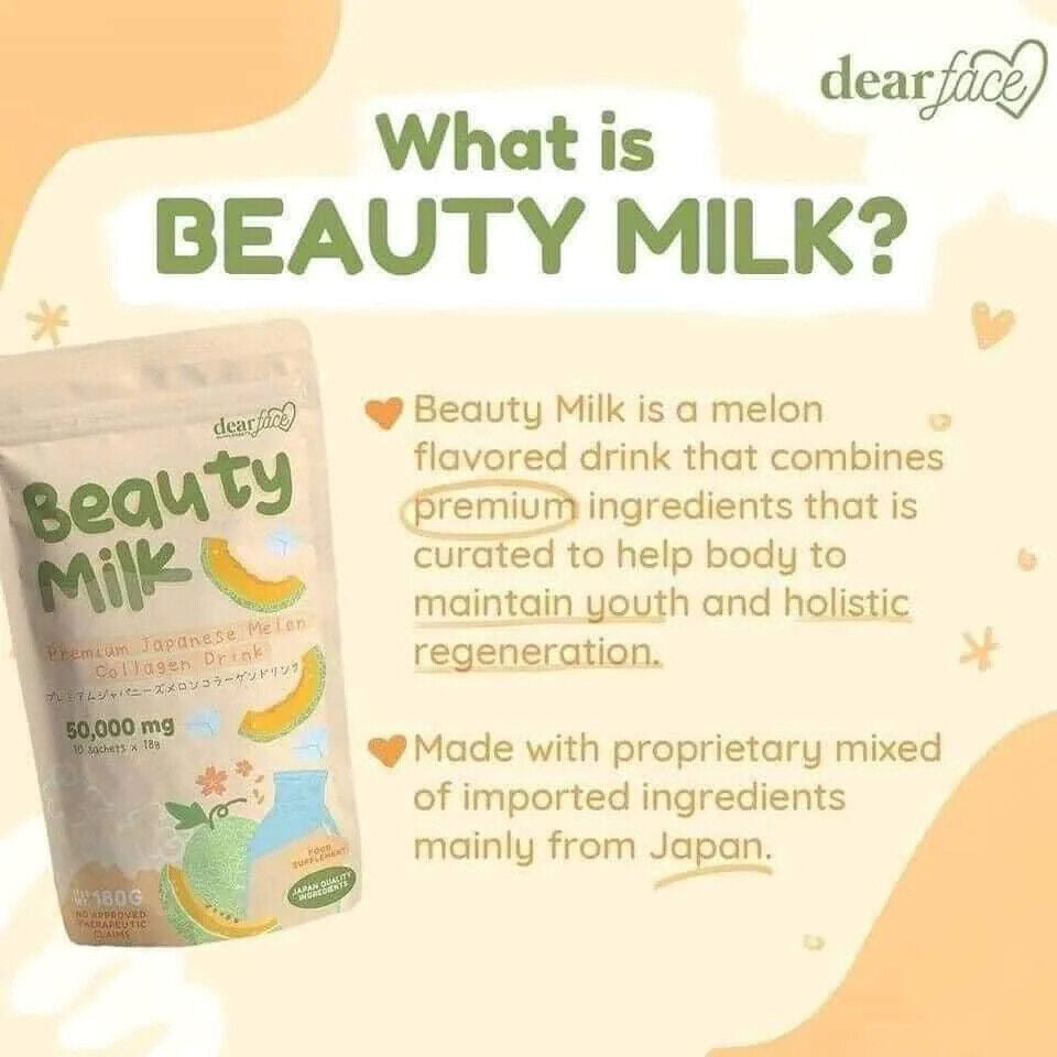 Dear Face Beauty Milk Premium Japanese Melon Collagen Drink 18gX10 sachets