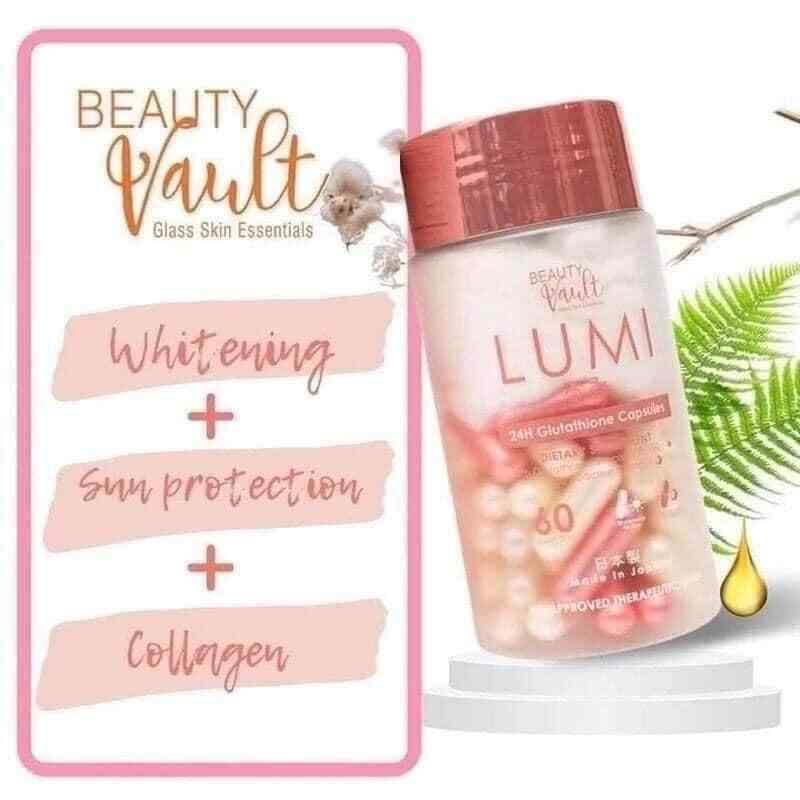 Beauty Vault Lumi 24 Hour Glutathione Capsules Dietary Supplement 60 caps